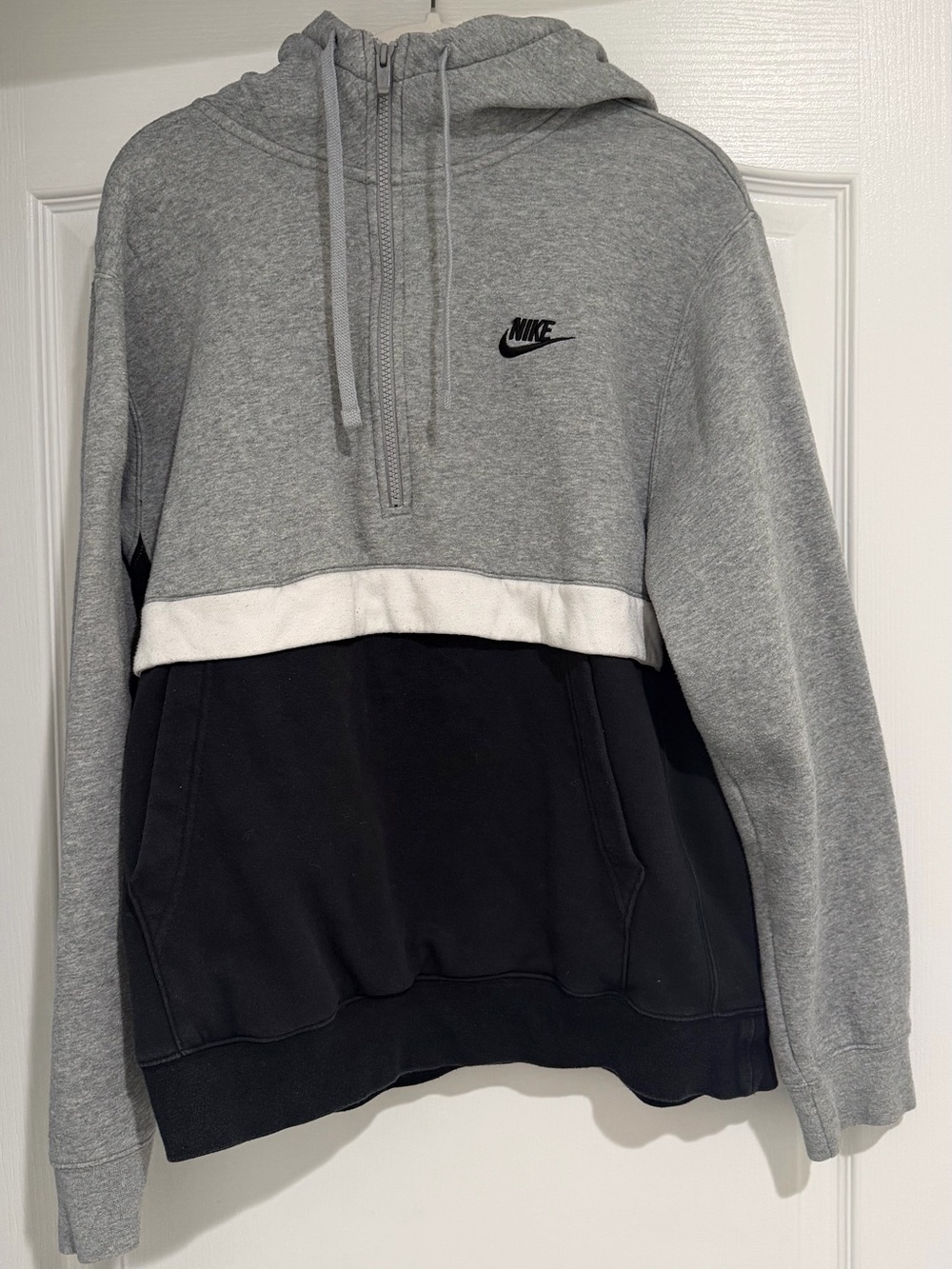 Nike Men’s Grey, Black & White Half-Zip Hoodie